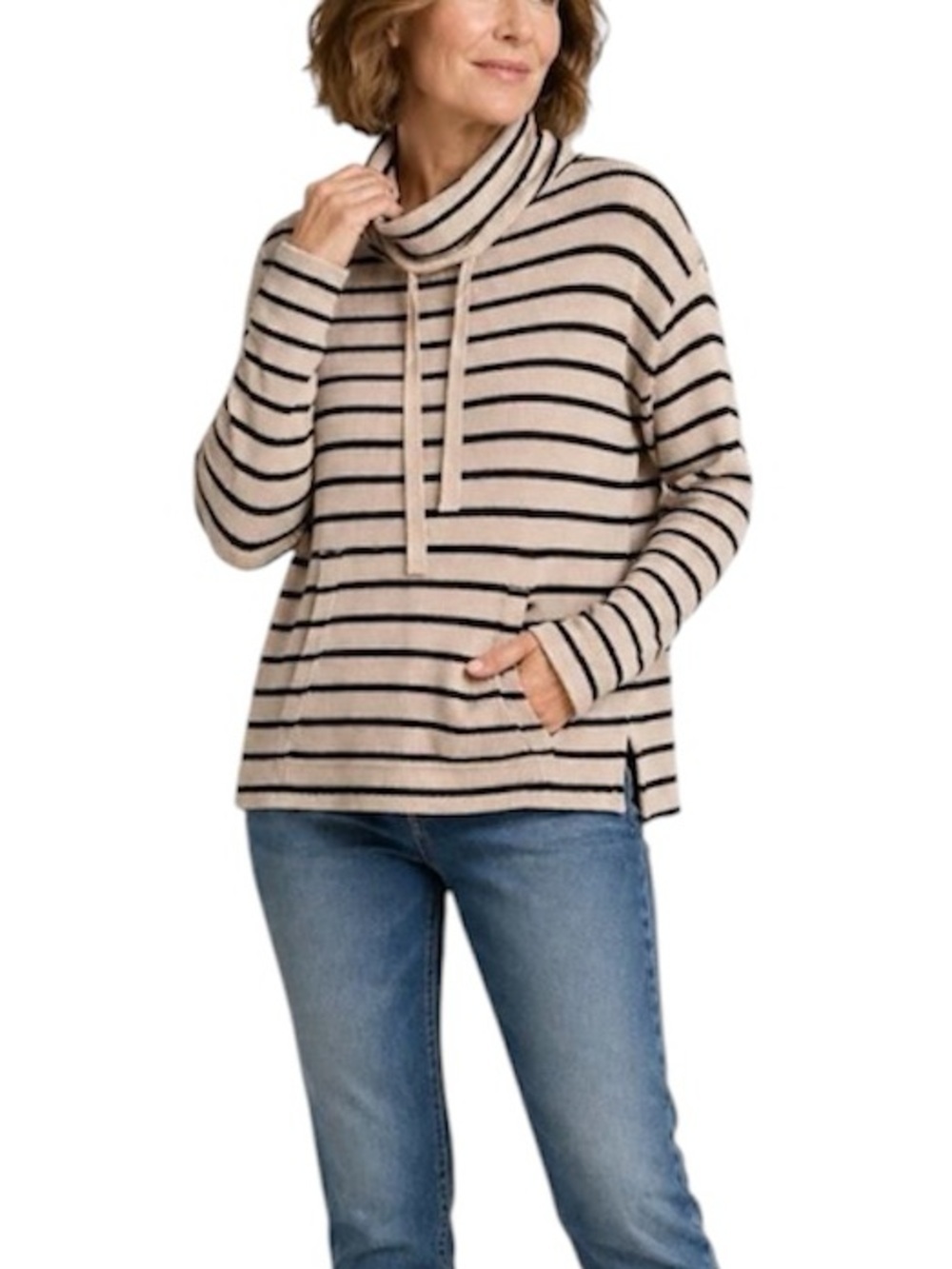 Pact Waffle Cowl Neck Pullover Sweater